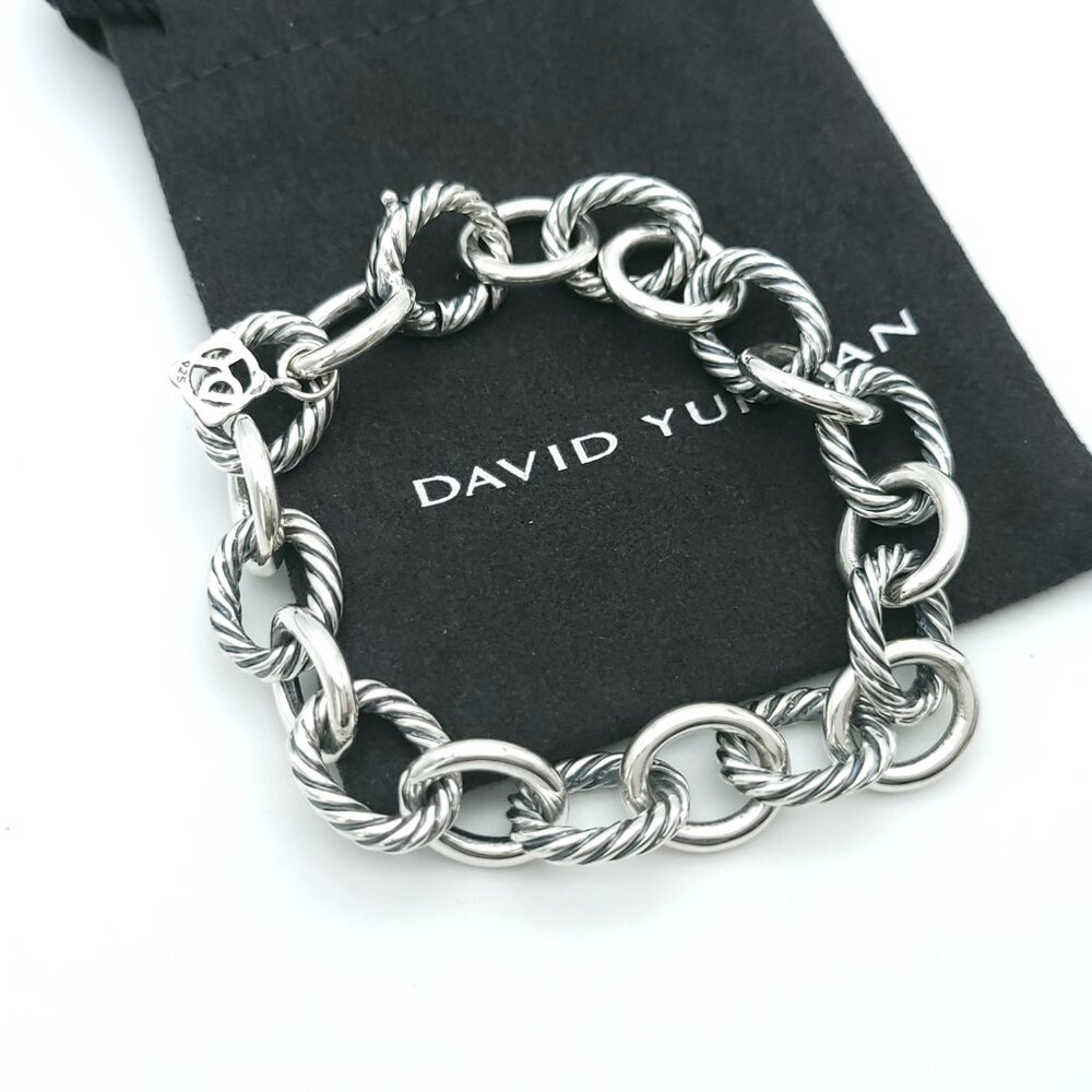 David Yurman Sterling Silver 12mm Oval Links Cable Chain 7" Bracelet